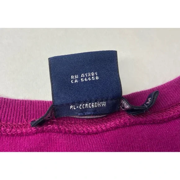 Ralph Lauren Sport Magenta Long Sleeve Crew Neck T Shirt Pony Logo Size M - Picture 4 of 12